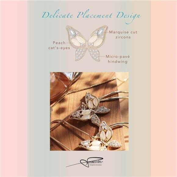 Long Gold Threader Tassel Earrings Dainty Rhinestone Butterfly Heart Drop Jewel - Picture 5 of 7